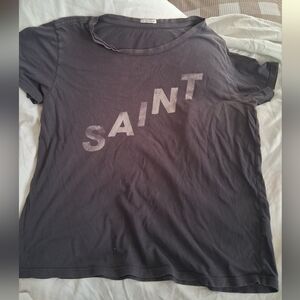 Gray Mother Jeans SAINT Graphic T-Shirt Discolored M Supima Cotton. FINAL PRICE